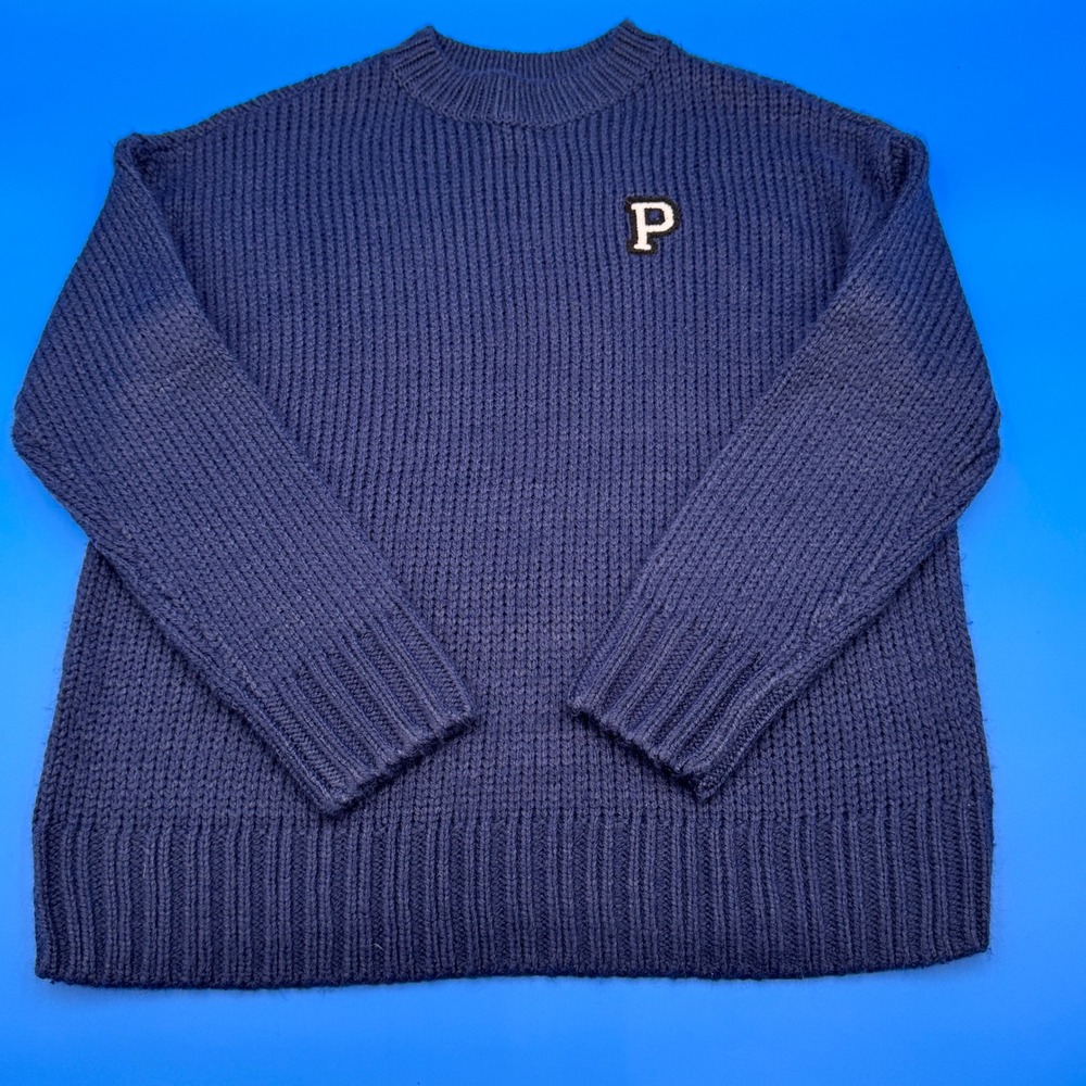 PINK Victoria's Secret Navy Blue Chunky Knit Sweater Mock Neck Collegiate XS